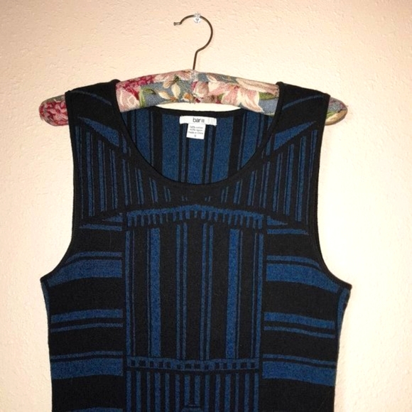 NWOT Lovely & Versatile Bar III Art Deco Knit Bodycon Dress Blue Black - Picture 2 of 6